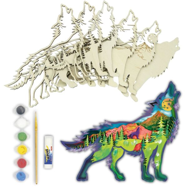 Kit en bois 3D à peindre Loup