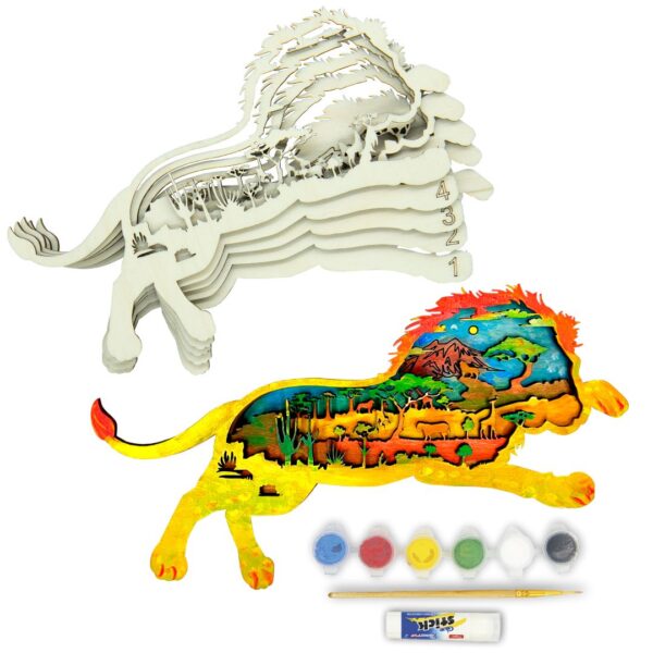 Kit en bois 3D à peindre Lion