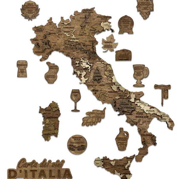 Carte des Vins d’Italie en Bois