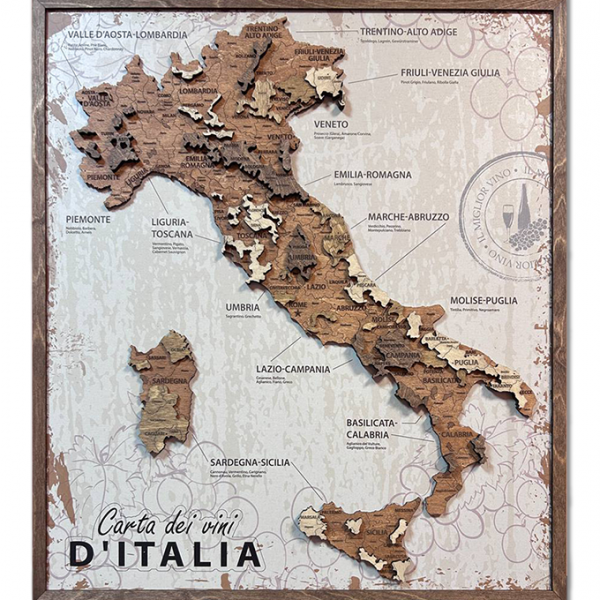 Tableau Carte des vins d’Italie sur panneau